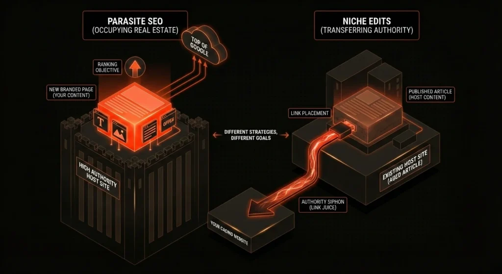 Parasite SEO 101: Ranking High-Authority Pages for Casino Keywords parasite seo vs. niche edits what is the difference